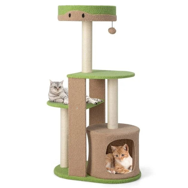 Multilevel Cat Tree Tower with Condo, Scratching Posts & Perch – 5-Tier Cat Activity Center