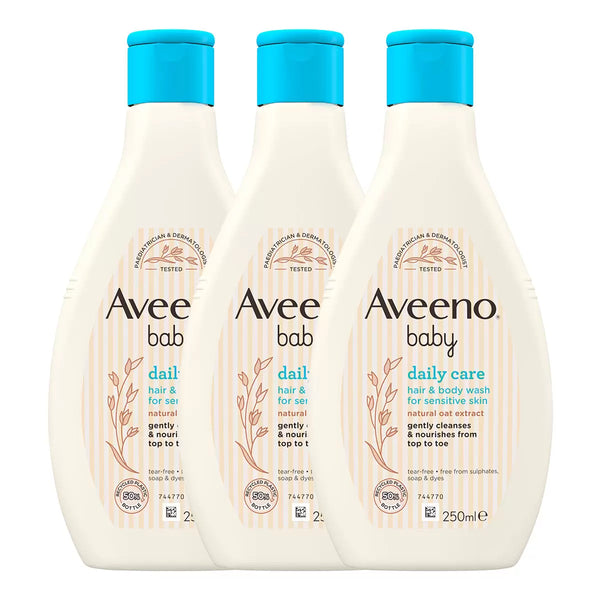 Aveeno Baby Hair & Body Wash, 3 x 400ml