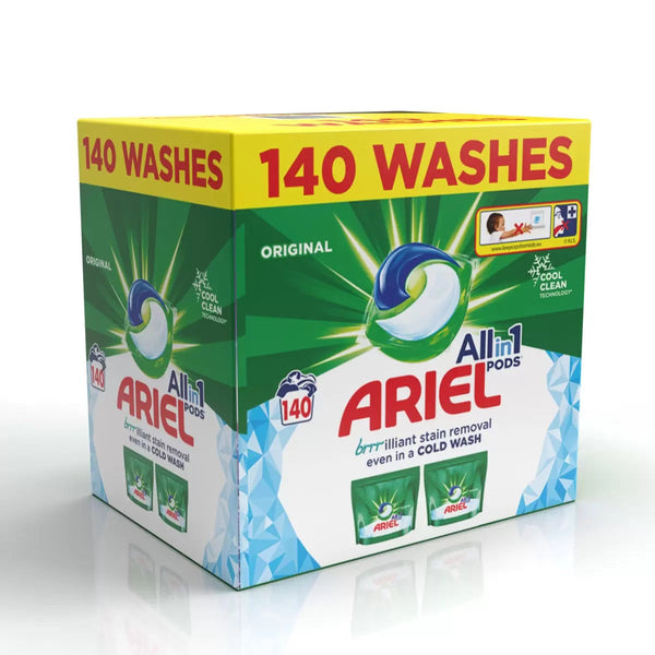 Ariel All in One Pods, 140 Wash Laundry Detergent, Capsule, Washing Liquid Tablets