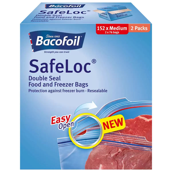 Bacofoil Safeloc® Food and Freezer Medium Bags,152 Pack