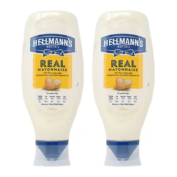 Hellmann's Real Squeezy Mayonnaise, 2 x 750ml